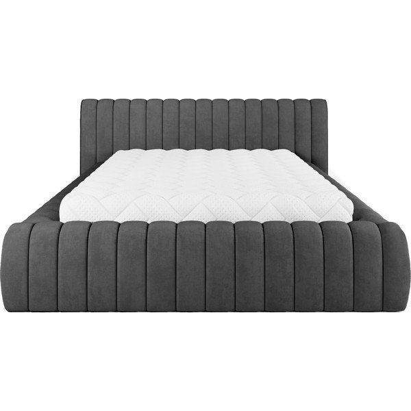 Tumši pelēka polsterēta divvietīga gulta ar veļas kasti un ar redelēm 140x200 cm Carilla – ELTAP-image-4