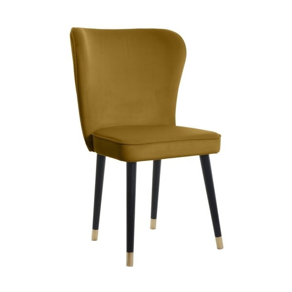 Sinepju krāsas samta ēdamistabas krēsls ar zelta elementiem JohnsonStyle Odette French Velvet