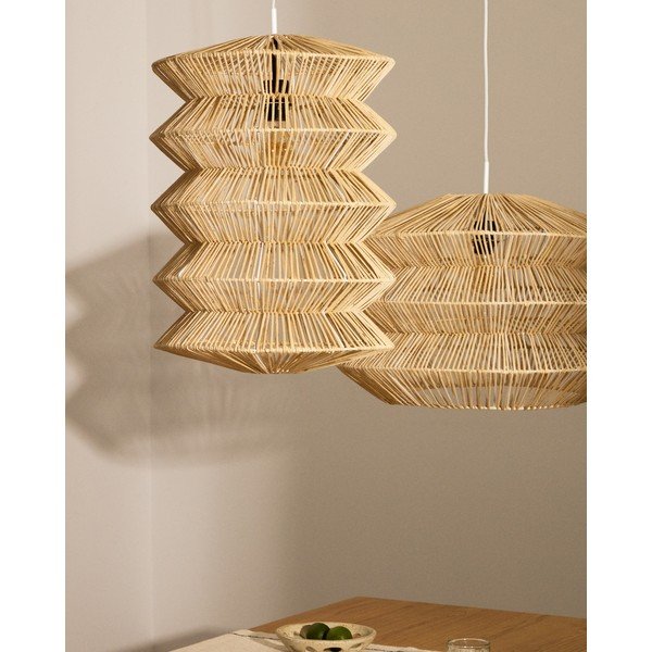 Dabīga toņa piekaramā lampa ar rotangpalmas abažūru Dakit – Kave Home-image-3