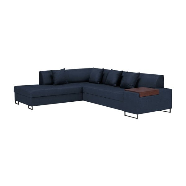 Zila stūra dīvāns ar melnām kājām Cosmopolitan Design Orlando, kreisais stūris