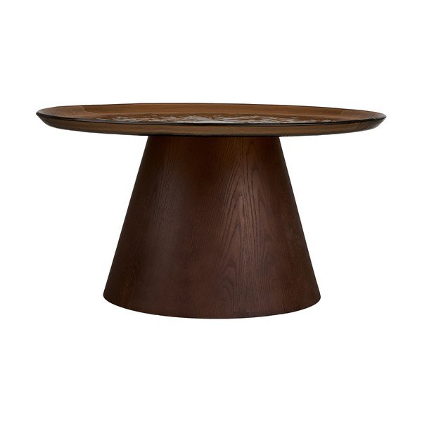 Tumši brūns apaļš žurnālgaldiņš ar stikla galda virsmu ø 80 cm Orvieto – House Nordic-image-3