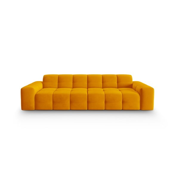 Okera dzeltens samta dīvāns 255 cm Kendal – Micadoni Home