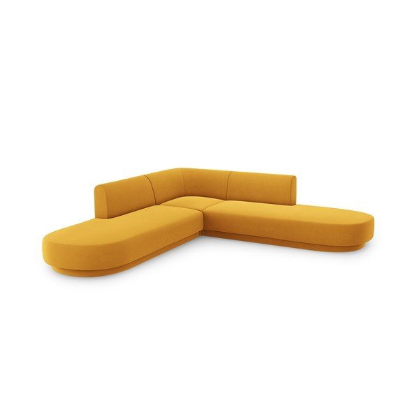 Sinepju dzeltens samta stūra dīvāns Miley – Micadoni Home-image-3