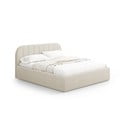 Krēmkrāsas polsterēta divvietīga gulta ar veļas kasti ar redelēm 200x200 cm Juno – Windsor & Co Sofas