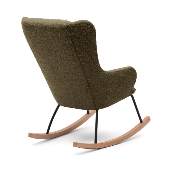 Zaļš šūpuļkrēsls no buklē auduma Maustin – Kave Home-image-2