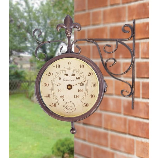 Sienas pulkstenis ar termometru Esschert Design Rustic-image-2