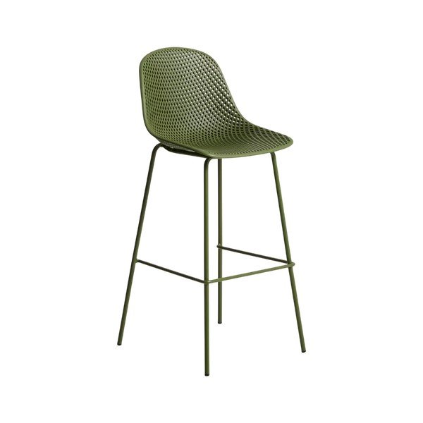 Zaļš metāla/plastmasas dārza bāra krēsls Quinby – Kave Home