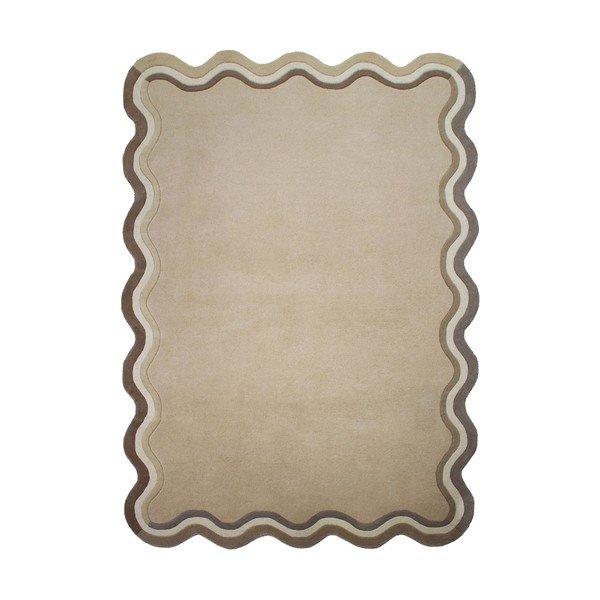 Dabīga toņa ar rokām darināts vilnas paklājs 200x290 cm Leo Scallop – Flair Rugs