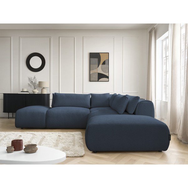 Zils regulējams modulārais stūra dīvāns Jana – Bobochic Paris-image-1