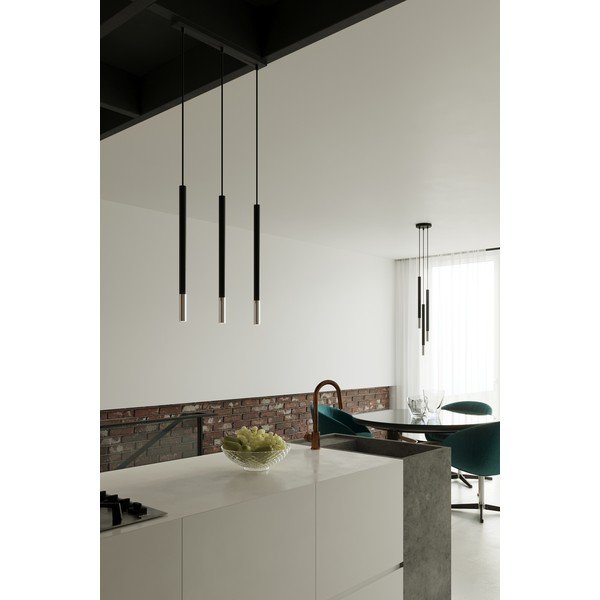 Melna/sudraba krāsas metāla piekaramā lampa ø 20 cm Asarot – Sollux-image-1