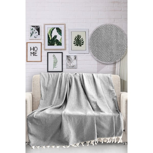 Pelēks kokvilnas gultas pārklājs Viaden HN, 170 x 230 cm