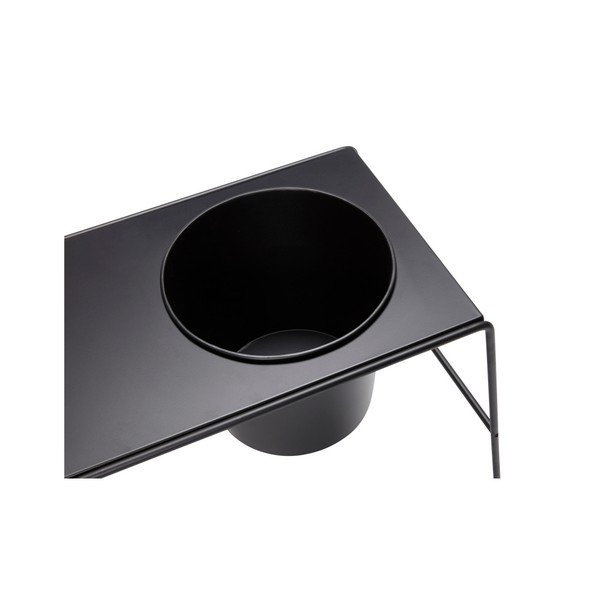 Melns metāla kafijas galdiņš ar iebūvētu puķu podiņu Hübsch Metal-image-2