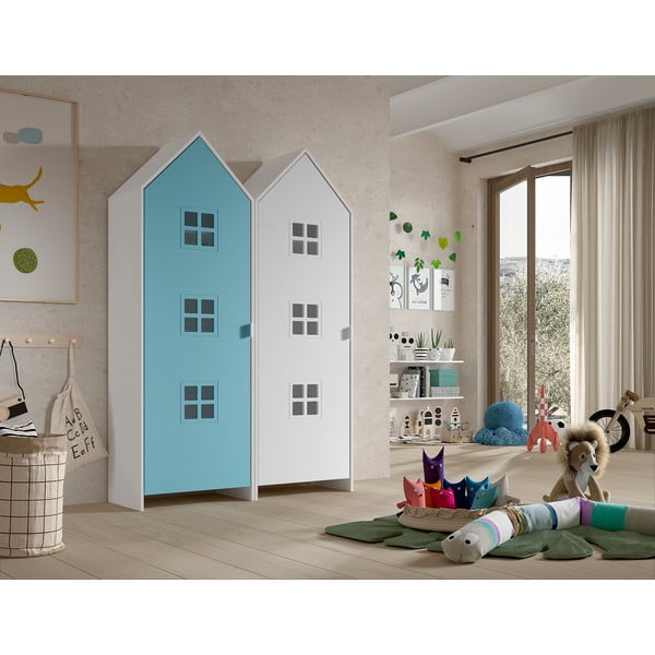 Balts/gaiši zils bērnu drēbju skapis 115x171,5 cm CASAMI BRUGES – Vipack-image-1