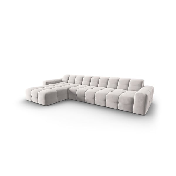 Gaiši pelēks samta stūra dīvāns (kreisais stūris) Kendal – Micadoni Home-image-3