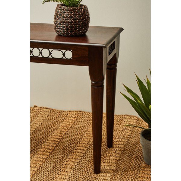 Tumša dabīga toņa rožkoka masīvskoka konsoles galds 45x120 cm Srina – Premier Housewares-image-4