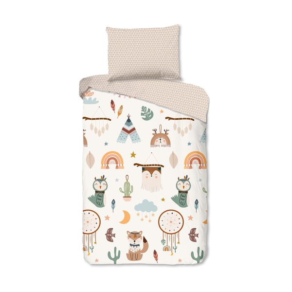 Bēša vienguļamā kokvilnas bērnu gultas veļa 140x200 cm Remi – Good Morning