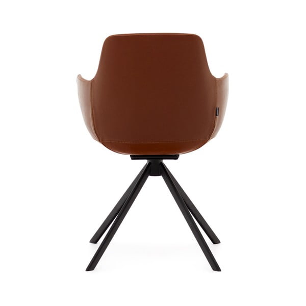 Konjakbrūni polsterēti ēdamistabas krēsli ar roku balstiem (2 gab.) Tissiana – Kave Home-image-1