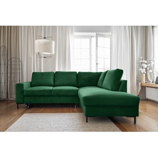 Tumši zaļš velveta salokāms stūra dīvāns (ar labo stūri) Lofty Lilly – Miuform