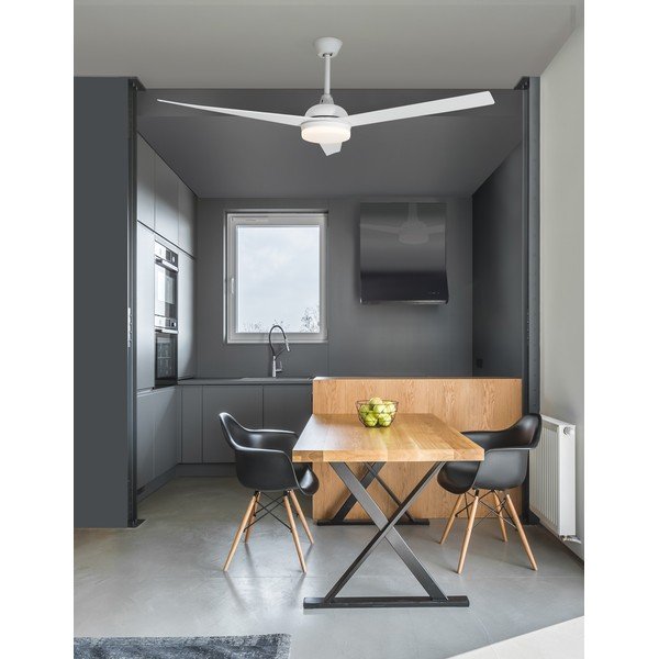 Matēti balta metāla LED griestu lampa ar stikla abažūru Flow – Nova Luce-image-1