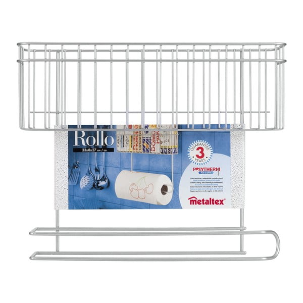 Sienas turētājs ar plauktu un papīra dvieļu dozatoru Metaltex Rollo-image-2