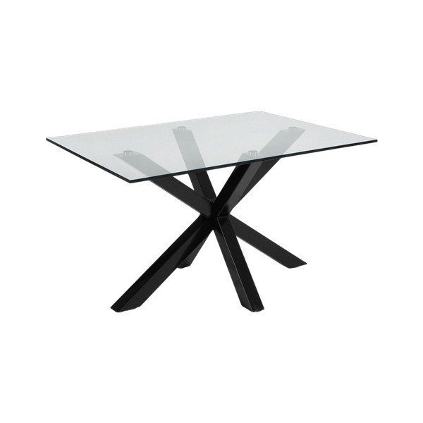 Melns žurnālgaldiņš ar stikla galda virsmu 70x130 cm Argo – Kave Home-image-4