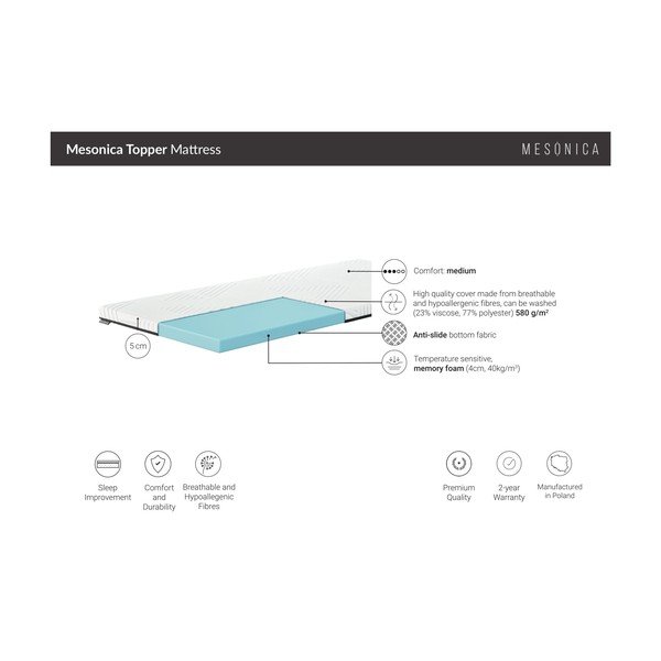 Vidēji stingrs putu virsmatracis 120x200 cm Topper – MESONICA-image-3