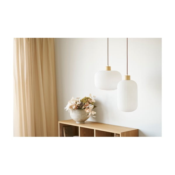 Balta piekaramā lampa ar stikla abažūru ø 20 cm Argalo – House Nordic-image-3