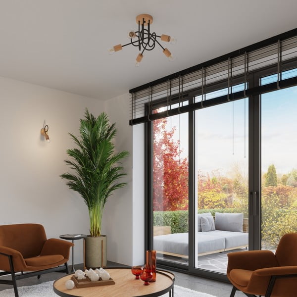 Melna/dabīga toņa griestu lampa 15x61 cm Tumber – Sollux-image-3