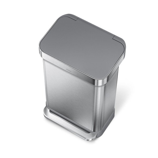Sudraba krāsas tērauda atkritumu tvertne ar pedāli 45 l – simplehuman-image-1