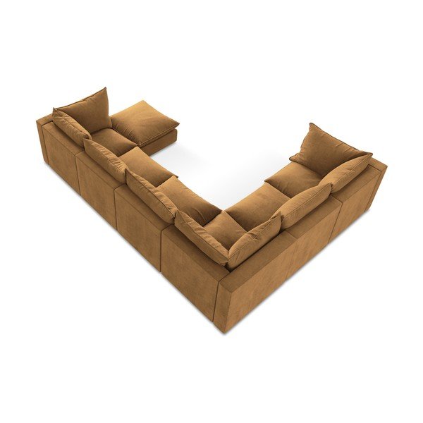 Terakotas oranžs stūra dīvāns (ar kreiso stūri/U veida) Manao – Makamii-image-3