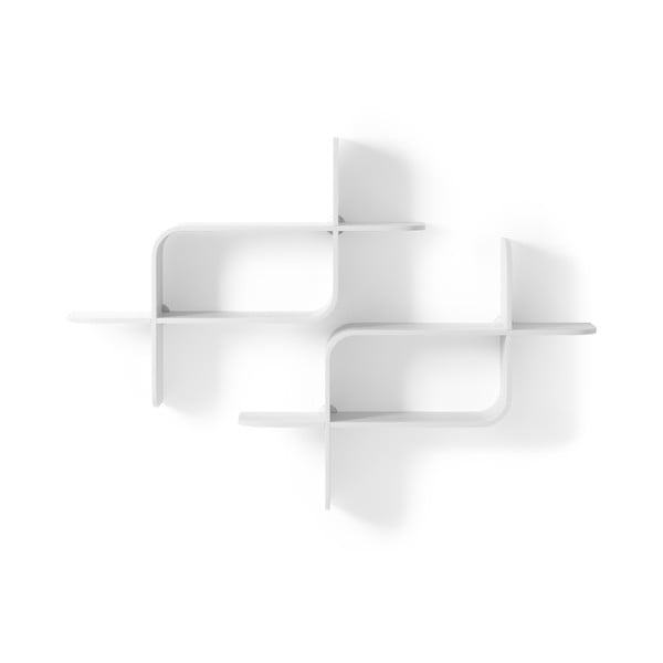 Balts daudzlīmeņu gumijkoka masīvkoka sienas plaukts 62 cm Montage – Umbra-image-3