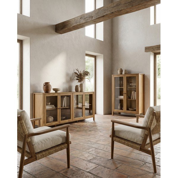 Dabīga toņa priedes masīvkoka vitrīna 186x80x40 cm Alessandra – Marckeric-image-4