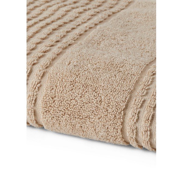 Bēšs dvielis no organiskās kokvilnas  50x100 cm Check – JUNA-image-4
