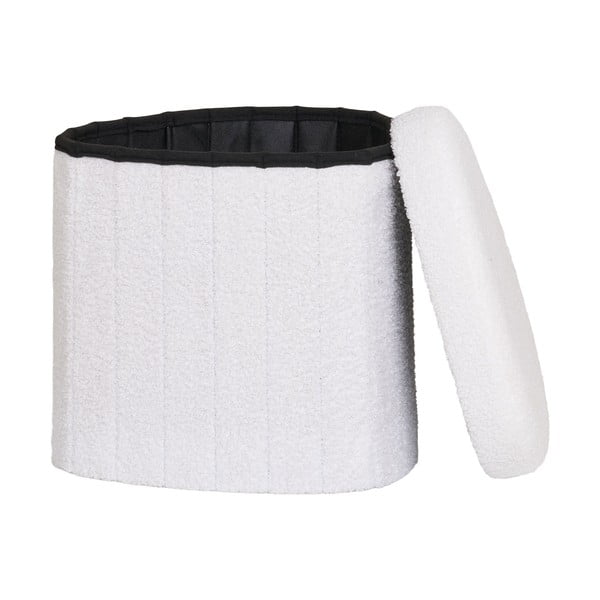 Balts pufs no buklē auduma Medford – House Nordic-image-2