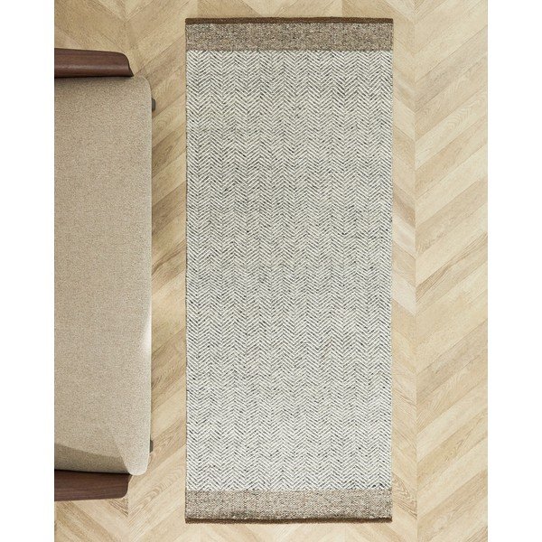 Bēšs divpusējs/ar rokām darināts vilnas celiņa paklājs 80x200 cm Nifelia – Kave Home-image-1