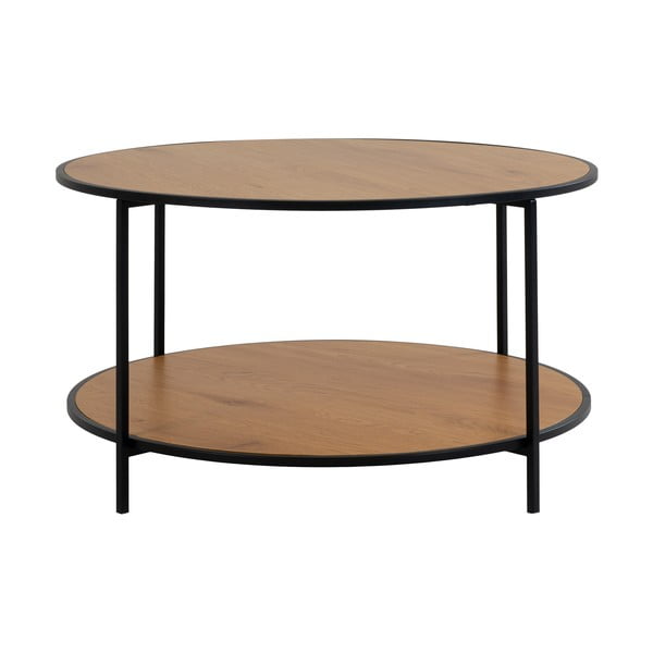 Dabīga toņa apaļš žurnālgaldiņš ar ozolkoka imitācijas galda virsmu ø 80 cm Vita – House Nordic-image-2