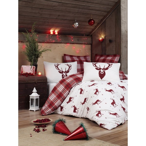 Divguļamā gultasveļa ar palagu un 2 spilvendrānām Mijolnir Geyik Claret Red, 200 x 220 cm