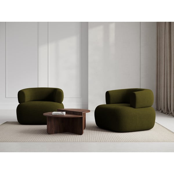 Zaļš atpūtas krēsls no buklē auduma Jenny – Micadoni Home-image-1