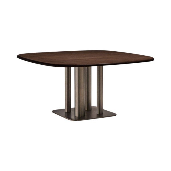 Ēdamgalds ar riekstkoka imitāciju 150x150 cm Melvar – Kave Home