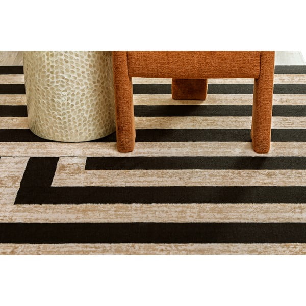 Melns/bēšs vilnas paklājs 170x240 cm Agnus Art Deco II – Agnella-image-1