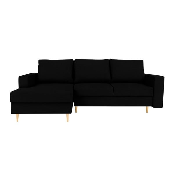 Melns stūra dīvāns ar kreiso atpūtas krēslu Mazzini Sofas Iris