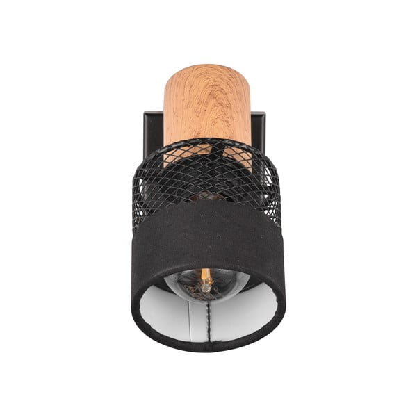 Melna/dabīga toņa sienas lampa ø 7 cm Nandini – Trio-image-4