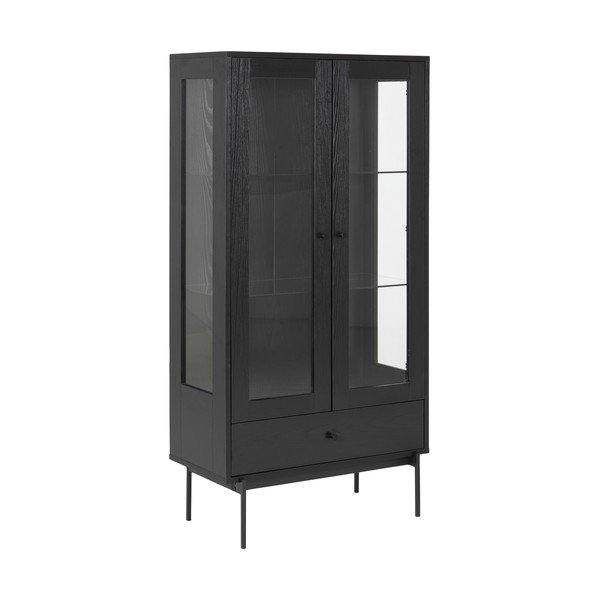 Melna vitrīna ar oškoka imitāciju 75x152 cm Angus – Actona-image-2