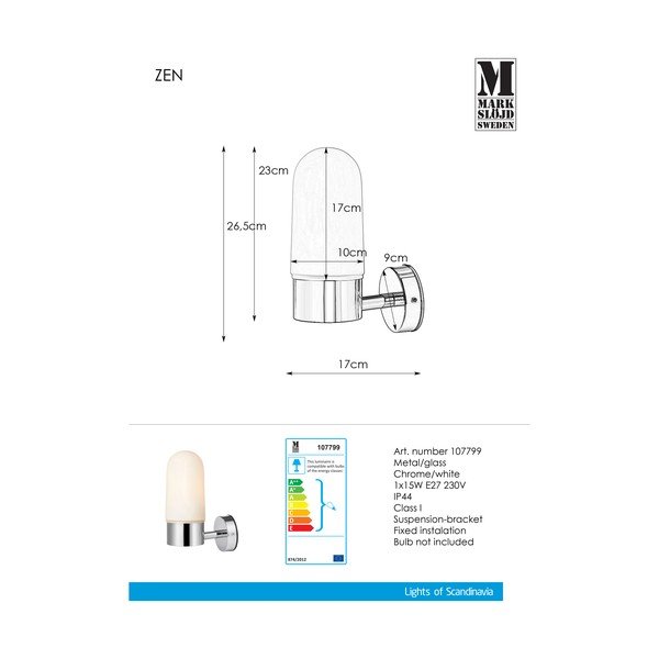 Sienas lampa Markslöjd Zen Wall Chrome White-image-2