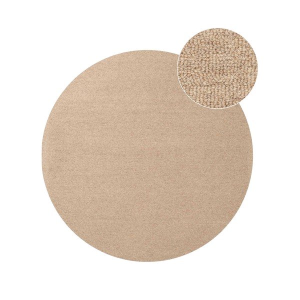 Dabīga toņa ar rokām darināts vilnas apaļš paklājs ø 200 cm Puristic Knots – Elle Decoration