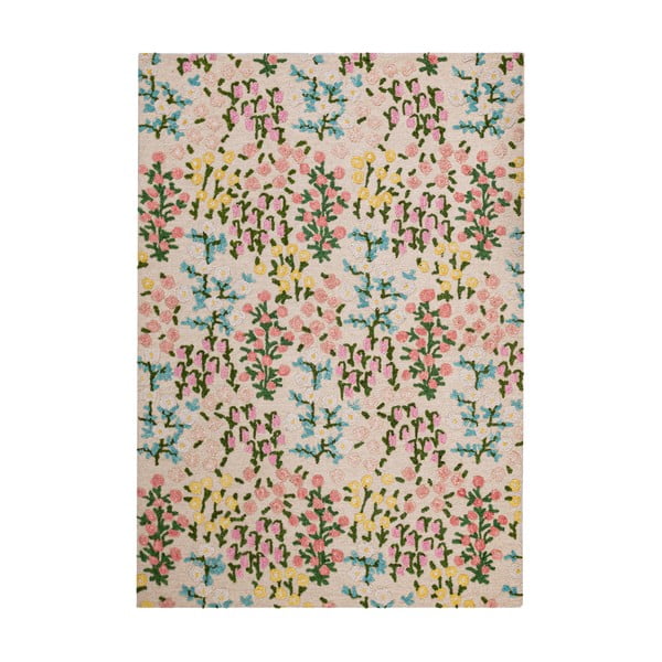 Krēmkrāsas ar rokām darināts vilnas paklājs 160x230 cm Emilia Floral – Flair Rugs