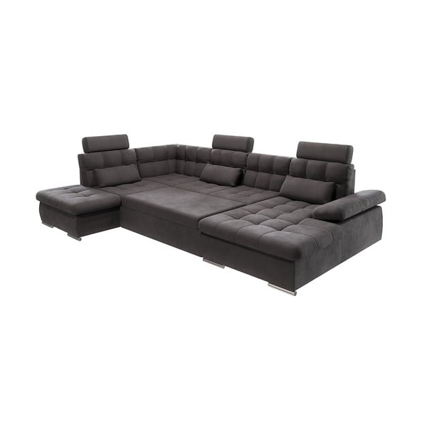 Antracīta pelēks salokāms stūra dīvāns ar uzglabāšanas vietu (ar kreiso stūri/U veida) Merkur – Ropez-image-2