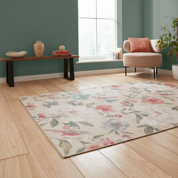 Bēšs mazgājams paklājs 122x170 cm Pipa Floral – Catherine Lansfield-image-1