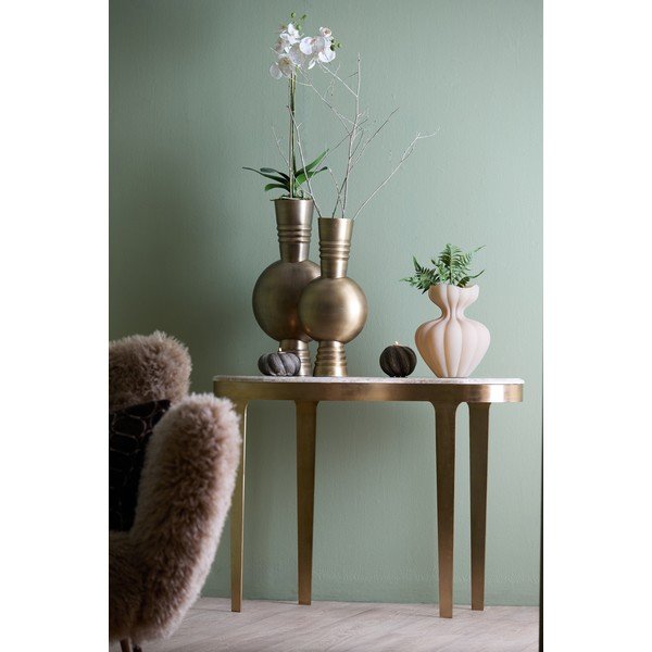 Bronzas krāsas/pelēkbrūns konsoles galds ar marmora virsmu 40x110 cm Giulio – Light & Living-image-2