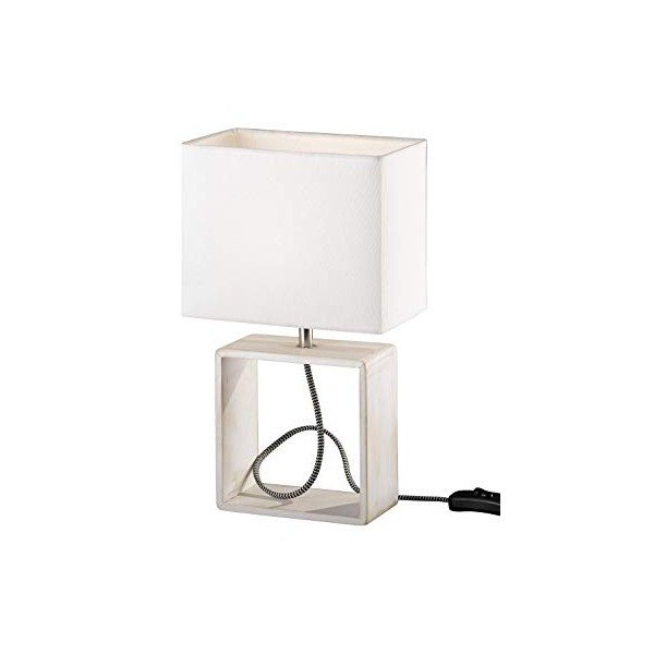 Balta galda lampa no dabīgā koka un auduma Reality Tick, augstums 34 cm-image-2